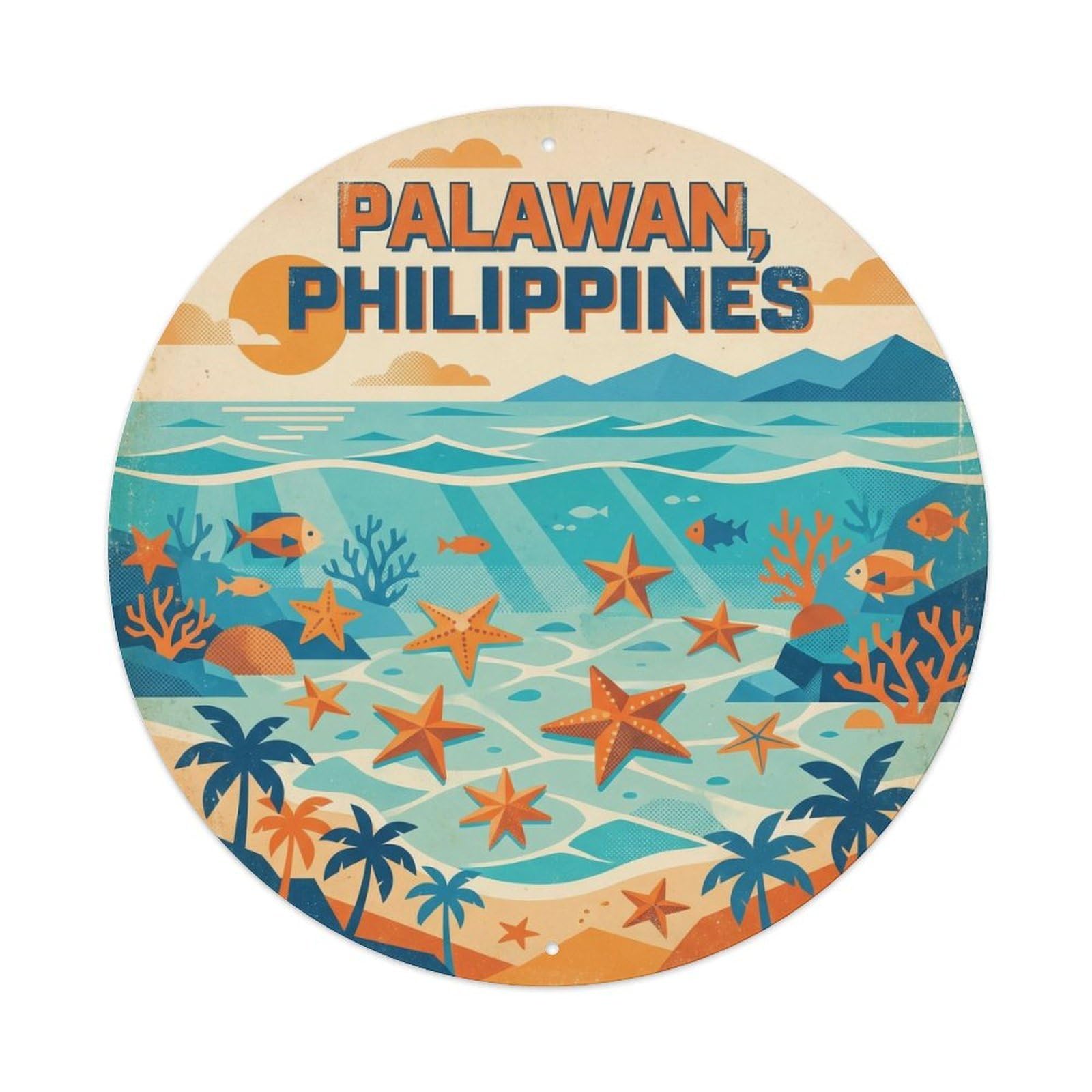 Starfish Island Palawan Travel El Nido Colorblock Metal Tin Sign