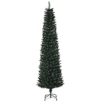HOMCOM Albero di Natale Innevato Artificiale Alto e Stretto, Base Rimovibile e Pieghevole, Verde (Ø56 x 180Acm)