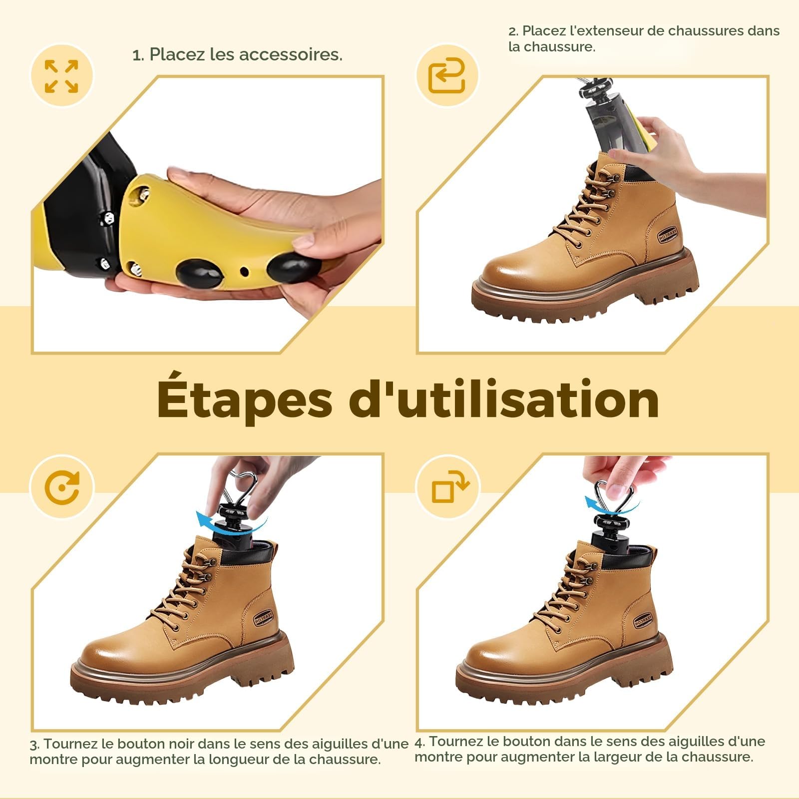 2 Pièces Embauchoir Chaussures Homme Femme - Élargisseur Chaussure 4 Directions Embauchoirs Largeur et Longueur Réglables pour Chaussures Trop Étroites Convient à Toutes les Pointures