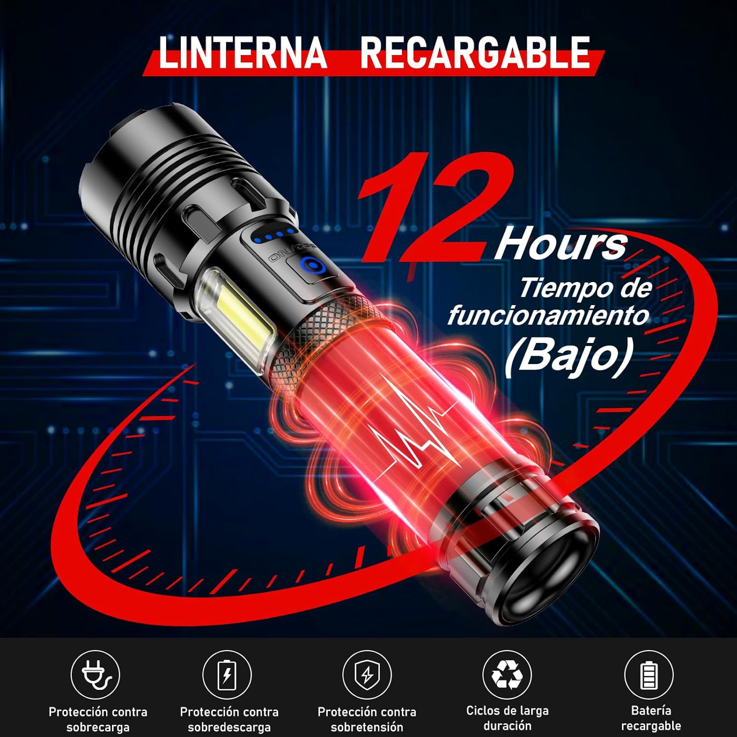 Shadowhawk flashlight battery life and protection features