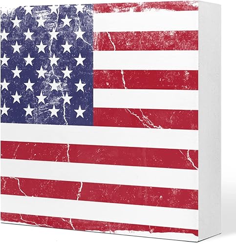 Miniatura 9 de Fireworks American Flag Independence Day Patriotic Wooden Plaque Sign Desk Decor,Retro 4Th of July Wood Block Sign Desk Decorations for Home Bedroom
