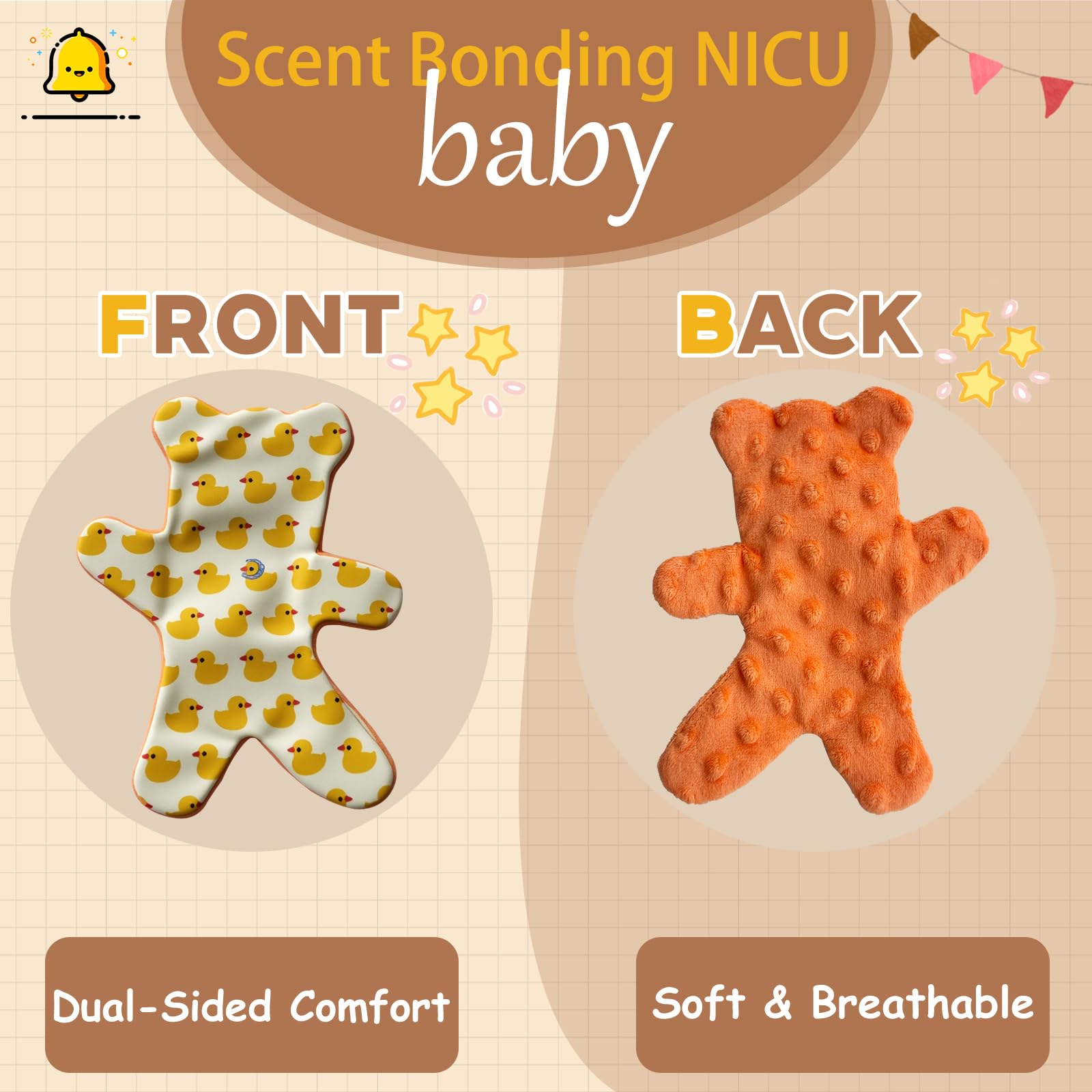 Okueejur 2 Packs Scent Bonding NICU Bonding Bear Infant or Preemie Helps with NICU Separated from Caregivers NICU Gifts Nicu Baby Essentials - Image 2