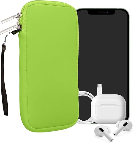 Miniatura 105 de kwmobile Bolsa de neopreno para teléfono tamaño XL - 6.7/6.8 pulgadas - Funda universal para celular con cremallera, correa para la muñeca, amarillo
