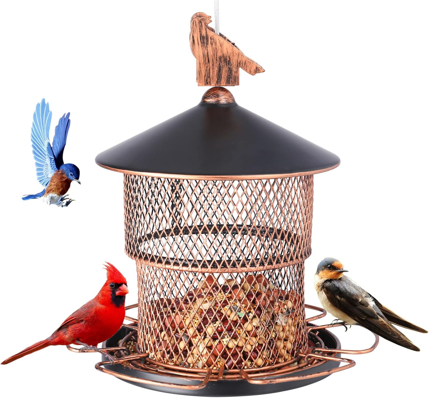 Yinns Retractable Bird Feeders for Outdoors Hanging, Metal Mesh Wild