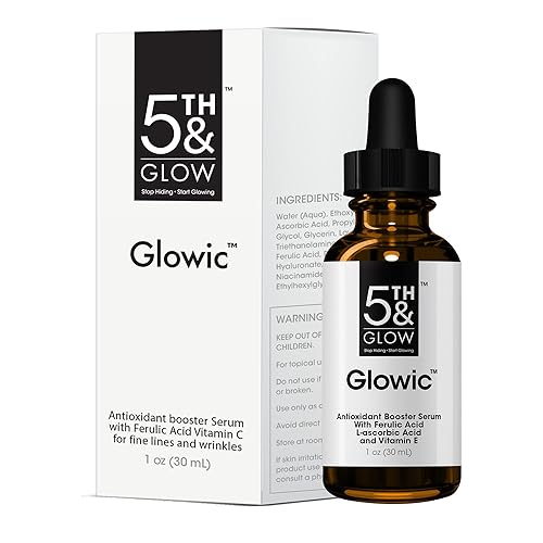 5th & Glow Suero antioxidante Glowic para cara, mejora la tez de la piel, reduce la apariencia de líneas finas y arrugas, 1 onza
