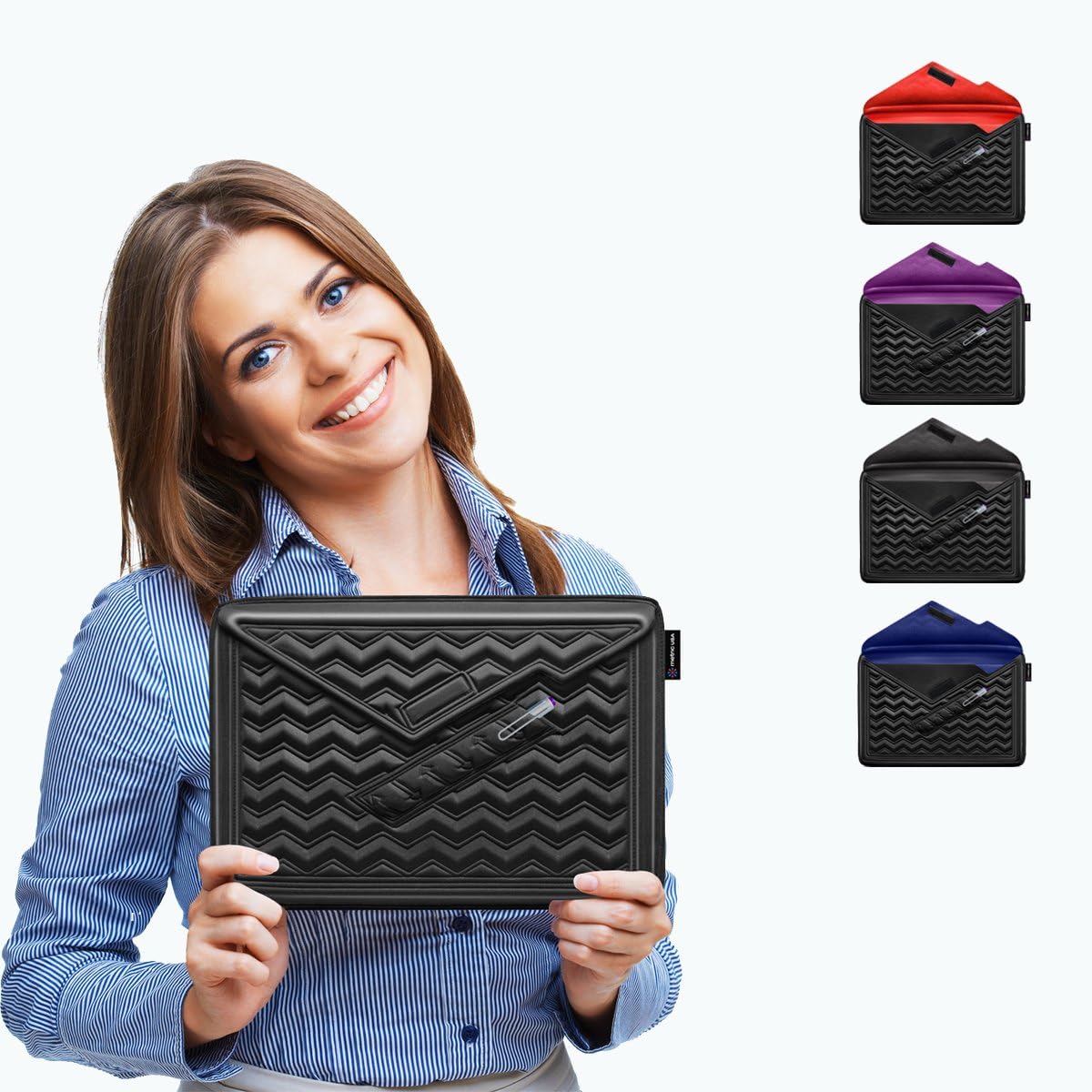 MetricUSA Microsoft Surface Case for New Microsoft Surface Pro 3 with Interior Pocket and Stylus Holder - Black outside/Blue Inside By MetricUSA