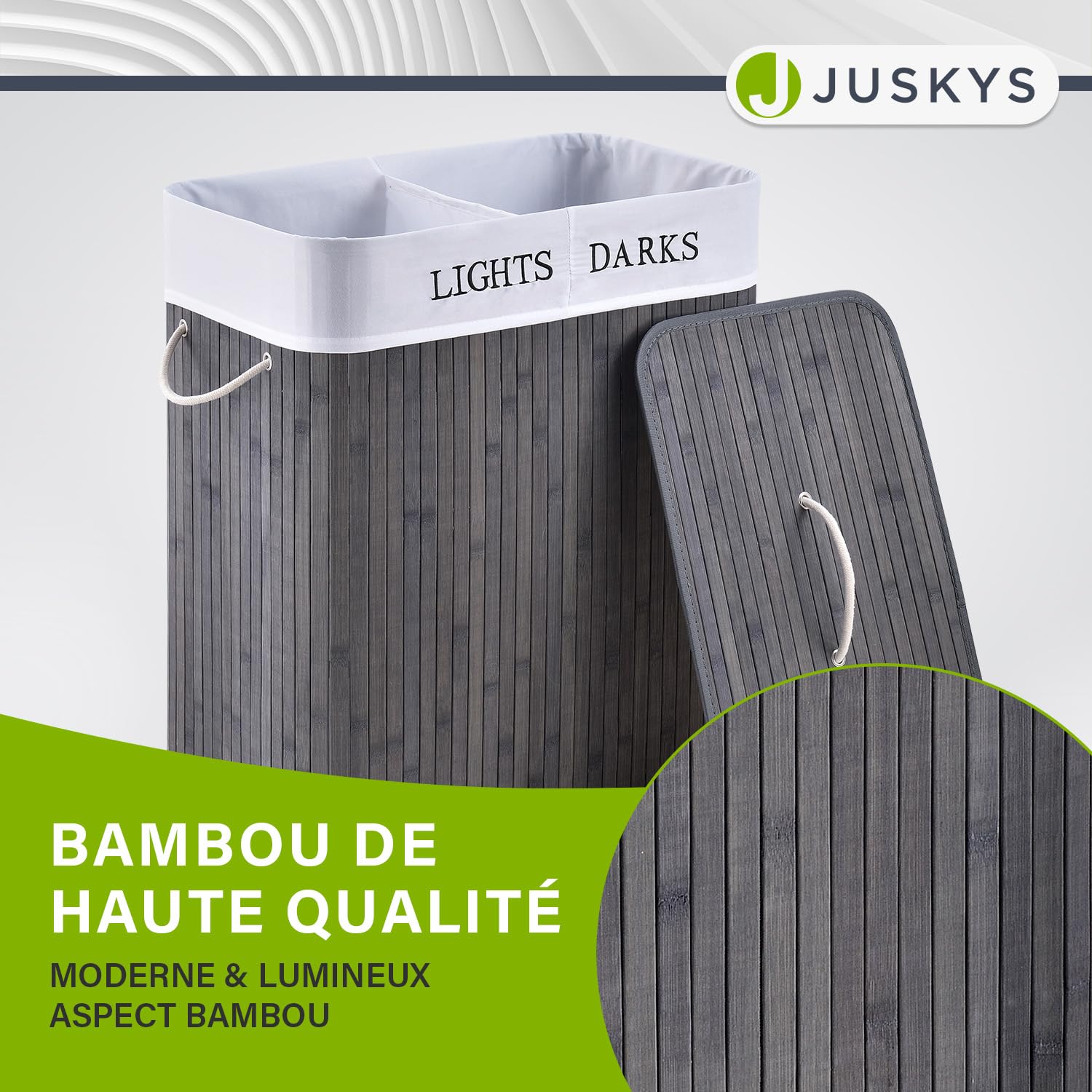 Juskys Panier à linge eambou Curly 100 litres - récupérateur de linge