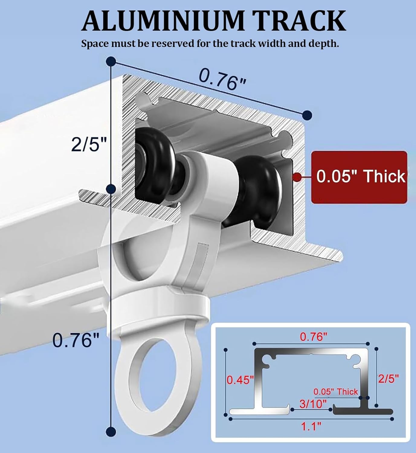 Recessed Ceiling Mount Curtain Track Set, Ultra-Thin Pre-Built Single Sliding Rail, Cuttable Metal System for Room Divider & Window Treatments,White,36ft/11m