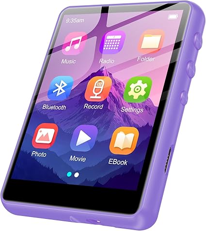 128GB MP3 Player - Music Player with Bluetooth 5.4, 2.4" Portable HiFi MP3 Player with FM Radio, HD Speaker, E-Book,Voice Recorder, Walkman Digital Music Player Earphones Included (Purple)