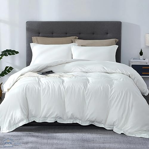 SLEEP-NEST Hotel Luxury - Juego de funda de edredón Super King Plus de 120 x 120 pulgadas, 3 piezas, 100% algodón egipcio, 600 hilos, suave y