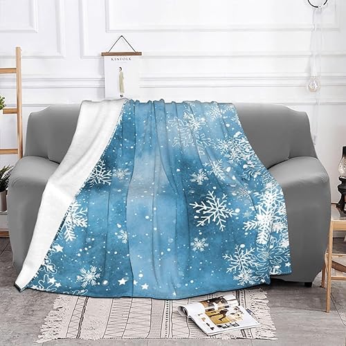 Miniatura 7 de Manta de copo de nieve de acuarela de 50 x 40 pulgadas para sofá, dormitorio, sala de estar, regalo de cumpleaños, boda