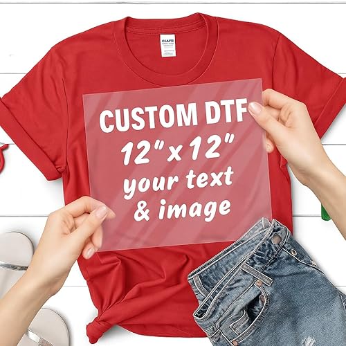Woply Custom DTF Transfers Ready to Press, Personalized Designs, Iron on Logo, Text, Custom Iron on Transfers for T Shirts, Durable & Wash-Resistant, 12x12 inch