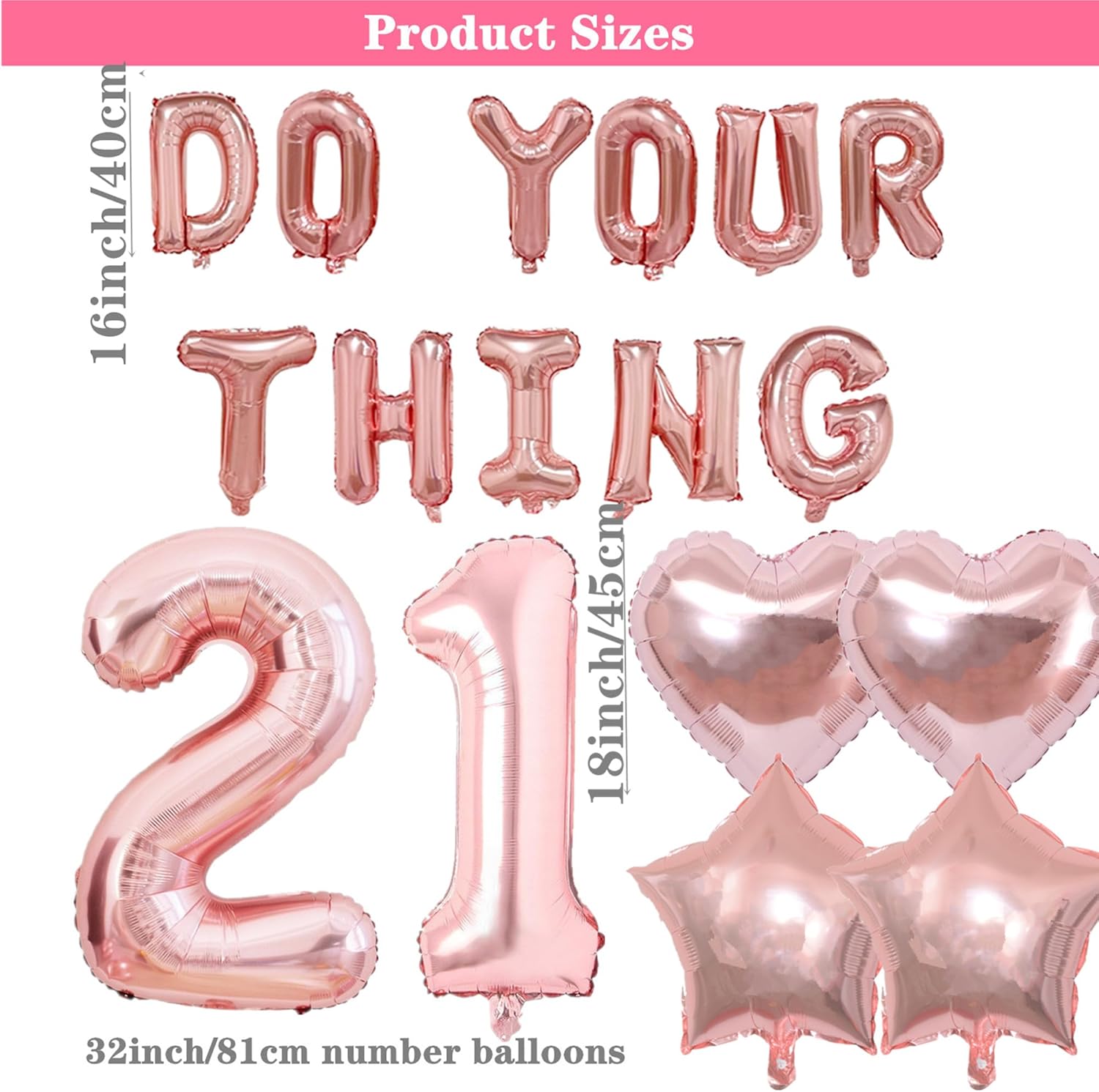 21st Birthday Decorations for Girls Do Your Thing Rose Gold Balloons Happy Birthday Party Banner for Her Sash and Tiara Crown Fringe Foil Curtain for Women 21st Bday (Rose Gold) - Image 2