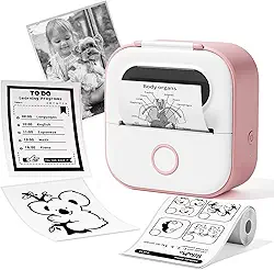 Máquina de impressora de adesivos, minifabricante de cápsulas de impressão com 1 rolo de papel, mini máquina portátil de adesivos Y02C, sem tinta Bluetooth para telefone, máquina térmica