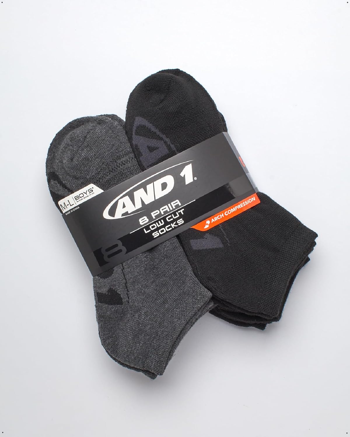 AND1 Boys Low Cut Socks - 16 Pack Cushioned Moisture Wicking Athletic No Show Socks for Boys for Sports and Running - Image 3