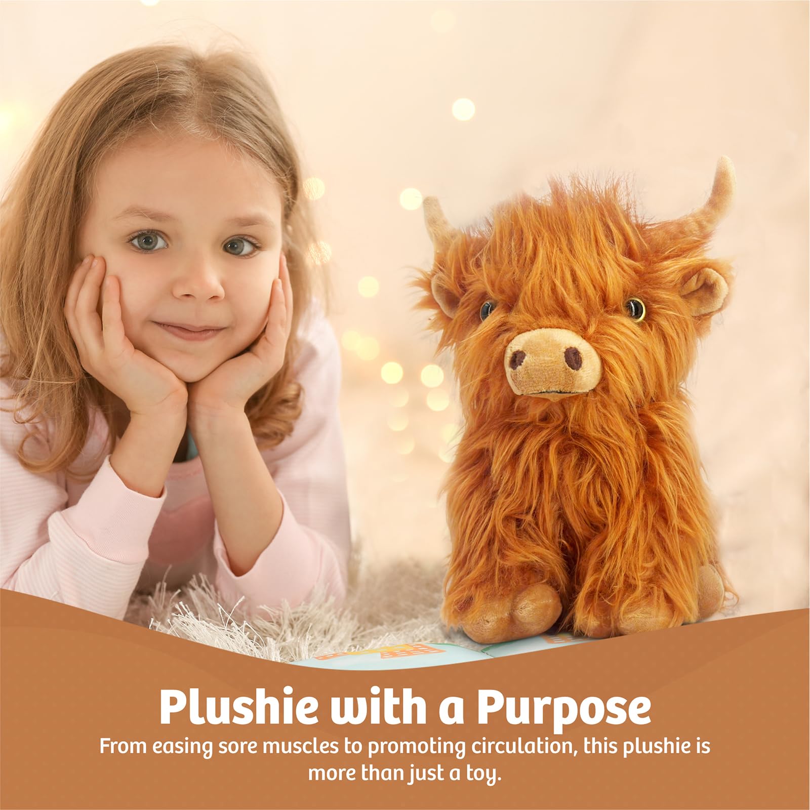 MARYSUN Vache des Highlands Jouet en peluche – Animal en peluche marron cadeau pour filles et enfants