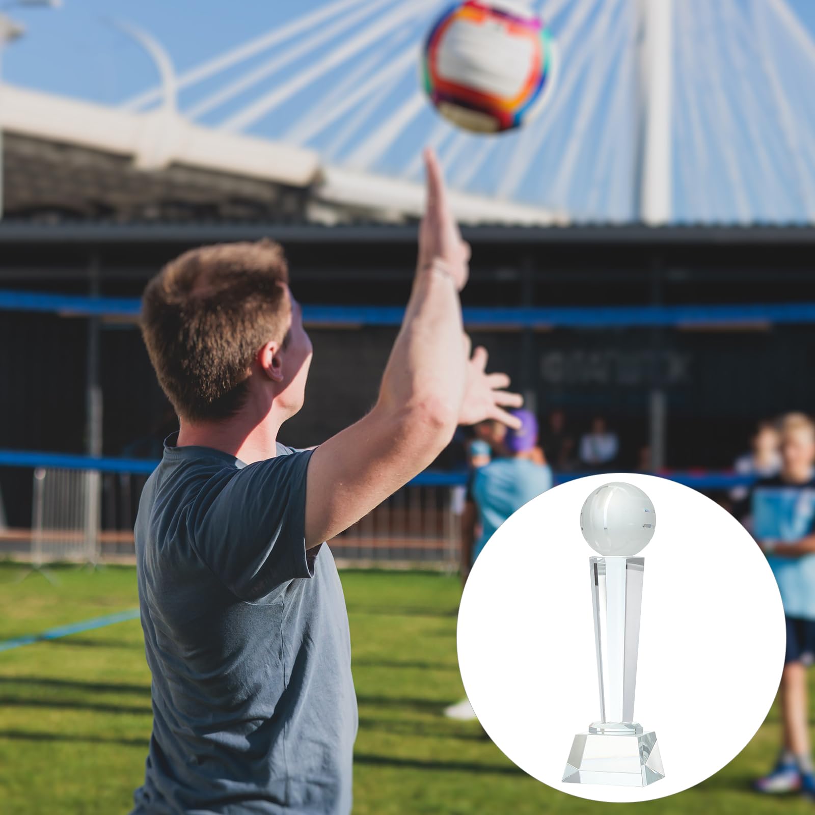 QUARKZMAN Kristallglas Trophäe Mit Box 9 X 2.8 Zoll 2 Stück Volleyball Champions Auszeichnung Für Desktop Tischdekoration Turniere Sportwettbewerbe Briefbeschwerer Klar