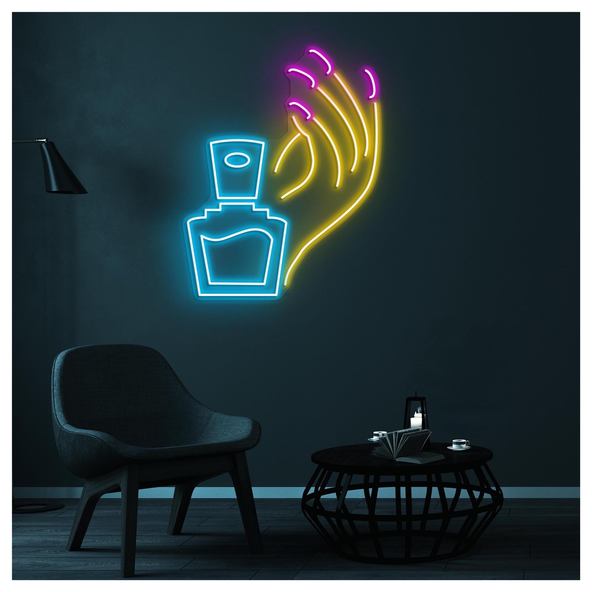 Decoración Lámparas Letrero De Neón Para Esmalte Manos Y Uñas, Ideal Para Decoración Salones Belleza, Con Brillo Ajustable 50cm(UN)