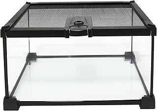 kathson Mini Reptile Glass Terrarium Tank Amphibians Habitat Cage Full View Visually Appealing Sliding Screen Top for Bear...