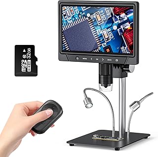 Digital Microscope Camera 1200X, Ashfly 1920P Coin Microscope Magnifier with 10.1" IPS Screen,12MP Soldering Microscope, Microscope for Adults, Metal Stand, Touch and Remote Control, PC Compatible
