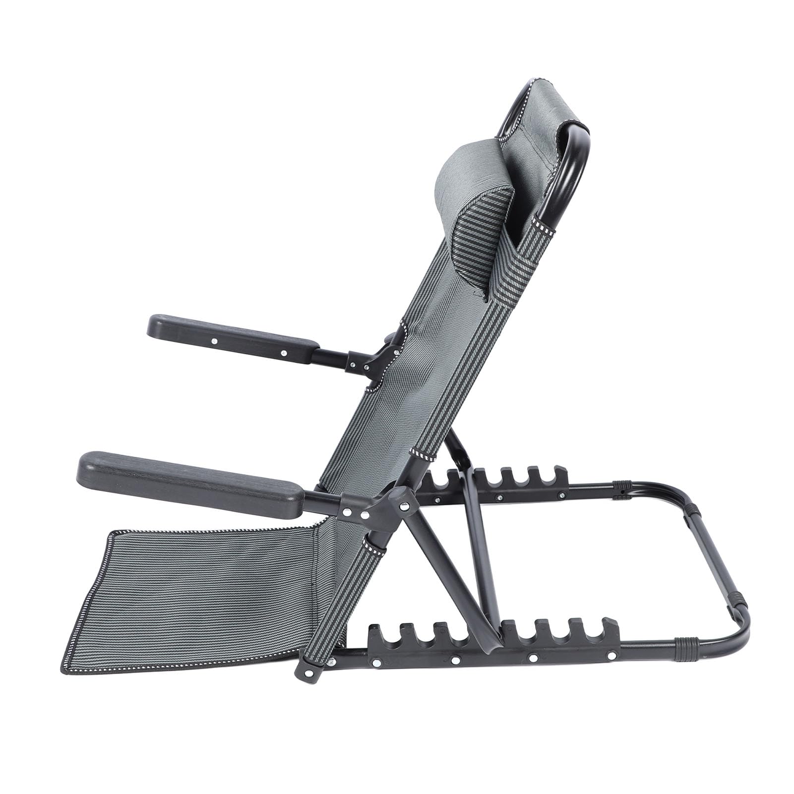 Brrnoo Respaldo de Cama Elevable Ajustable con Almohada para la Cabeza Reposabrazos,Soporte para la Espalda Cama Plegable, Respaldo de Lectura Raya Azul Oscuro Respaldo de 70 Cm de Altura