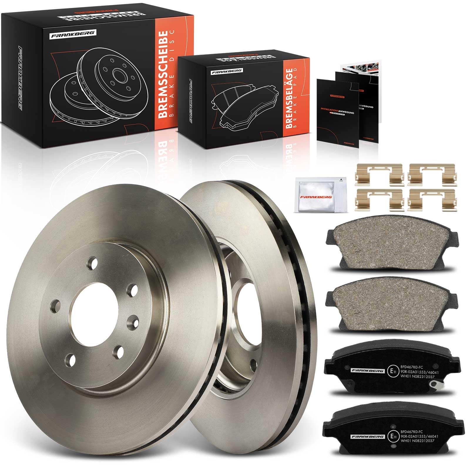 Frankberg Bremsensatz inkl. 2x Bremsscheiben + 4x Bremsbeläge Vorne Kompatibel mit Astra J Caravan P10 Zafira Tourer C P12 Astra J GTC Astra J P10 Replace# 1605263