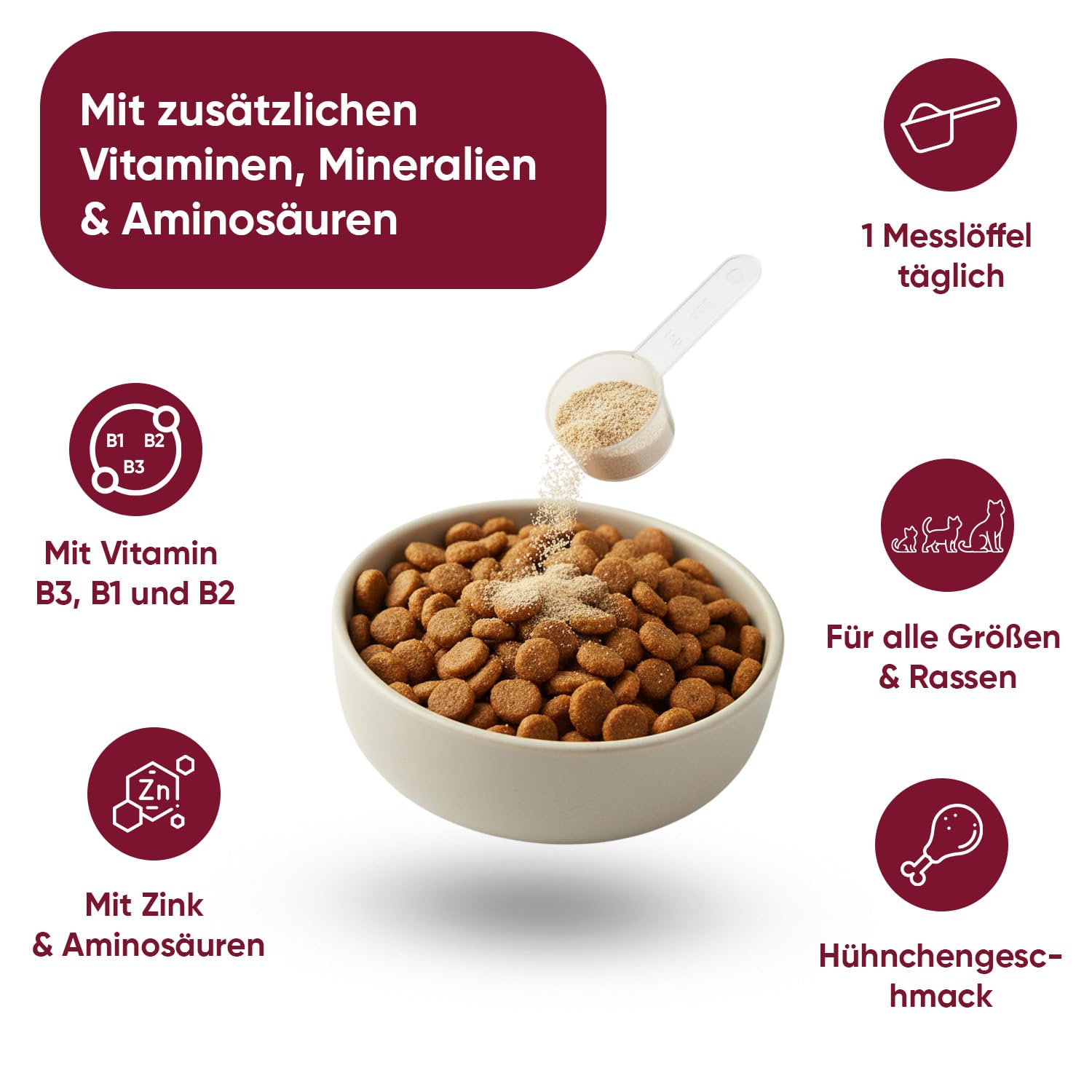 animigo Flohpulver - Zeckenschutz für Katzen - 100 g Pulver - Mit zusätzlichen Vitaminen, Mineralien & Aminosäuren wie Bierhefe, Zink, Vitamin B3, B1 & B2 - Hühngeschmack - Flohmittel Katzen
