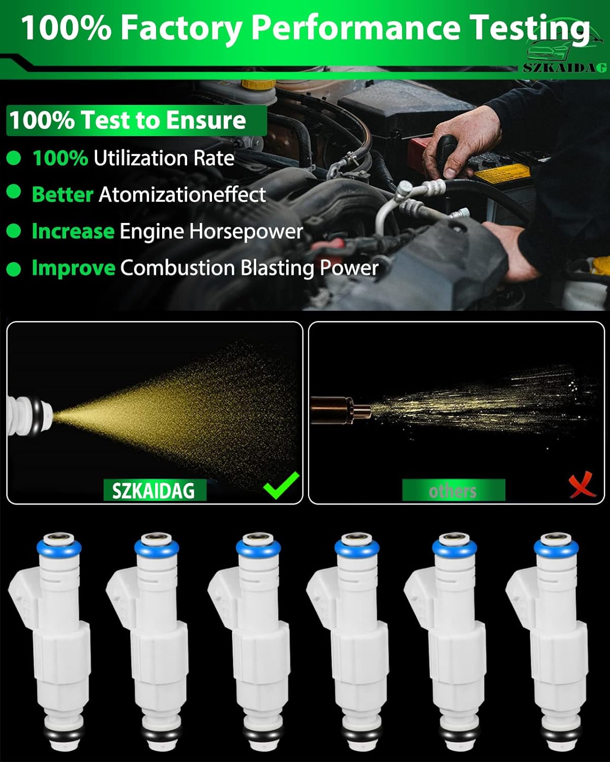 0280155962 4.0L Explorer Ranger B4000 Fuel Injectors Set of 6 Compatible with for:-Ford Explorer 1999 2000, Ranger 1998 1999 2000, for:-Mazda B4000 1998 1999 2000 2001, Replaces for 842-12205