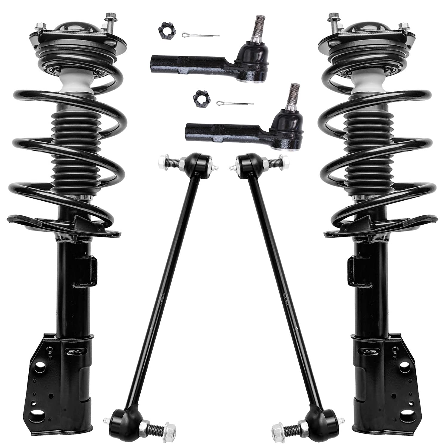 Kit de Suspensão Detroit Axle - 6 Peças para GMC Acadia, Chevy Traverse, Buick Enclave e Saturn Outlook: 2 Amortecedores com Molas, 2 Braços de Direção e 2 Links de Barra Estabilizadora