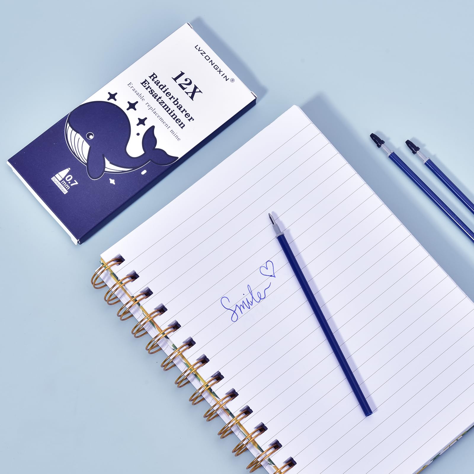 12 Mine Ricambio Blu 0.7mm Cancellabili | Compatibili Con Legami | Inchiostro Termosensibile | Altezza 13cm - Foto 9