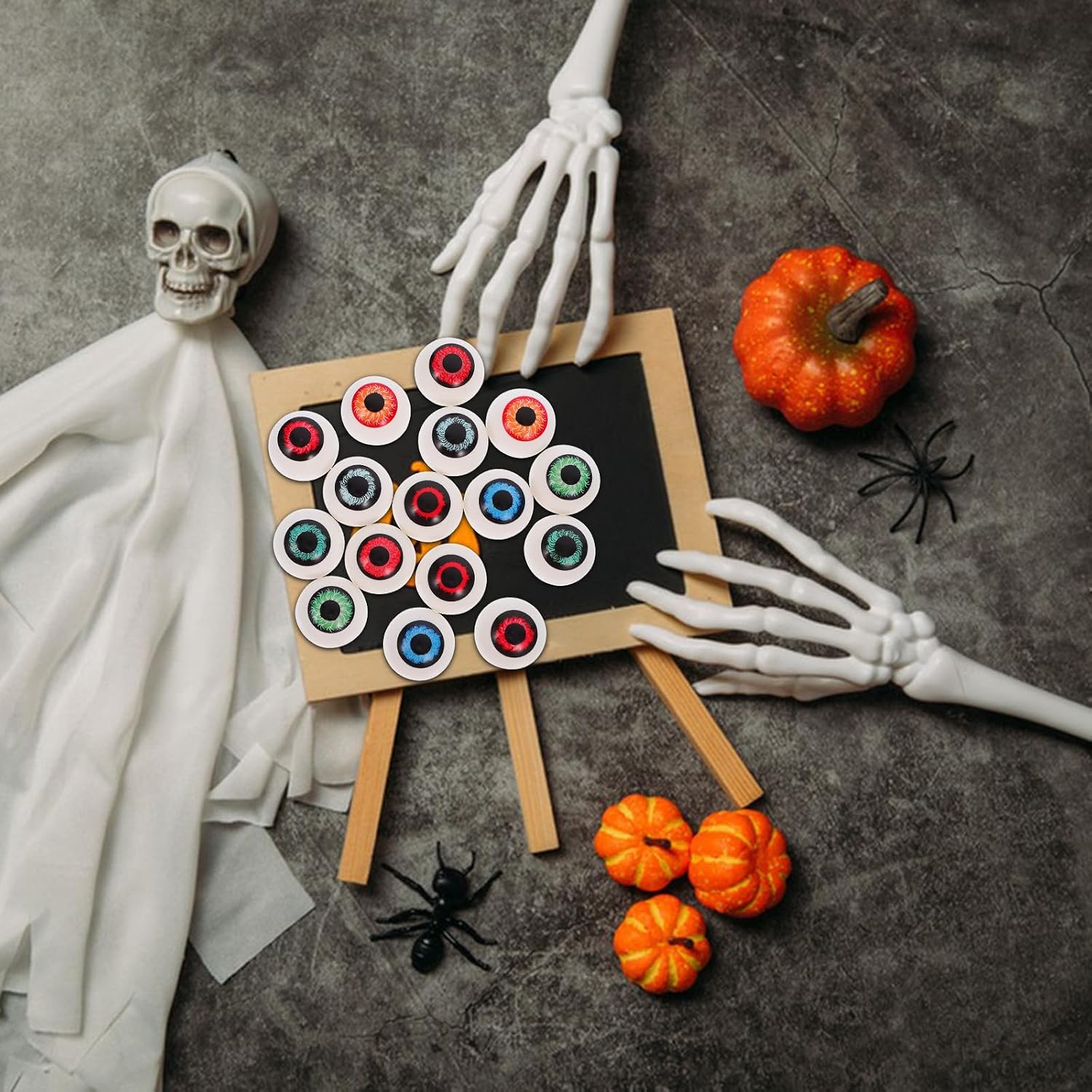 16 Pcs Halloween Eyeballs: 1.3 Inch Half-Eye Balls Terror Props for Kids Adults - House Party Supplies Costume Props