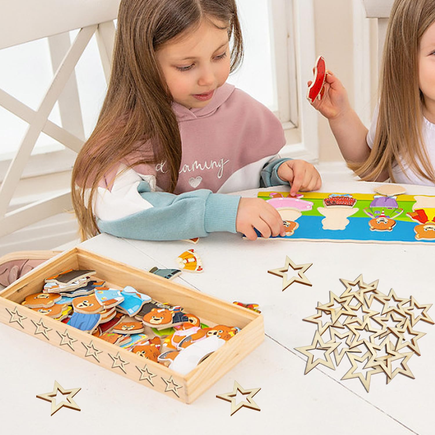 300 Étoiles En Bois à Bricoler - Tailles 1/2/3cm - Design Ajouré - Pour Décoration, Artisanat Ou Fêtes