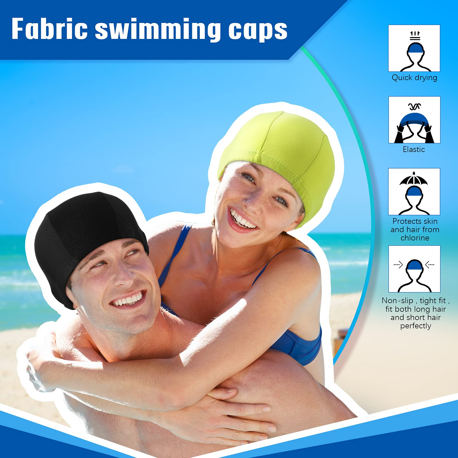 3 Cuffie Da Nuoto In Nylon - Cappelli Da Bagno Unisex Antiscivolo Per Piscina E Sport Acquatici - Foto 10