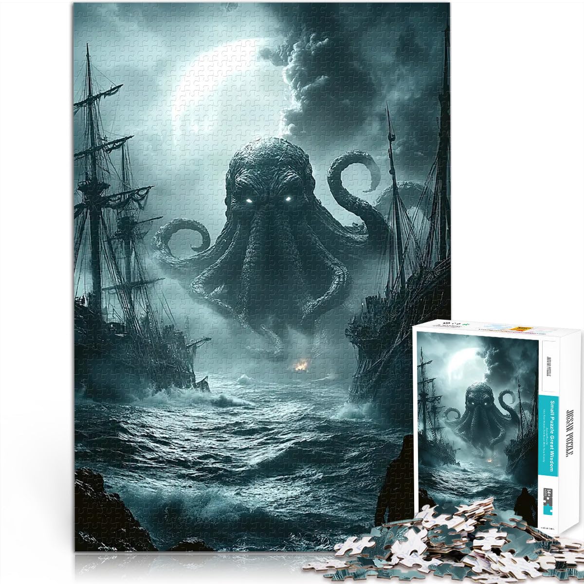 Jigsaw Puzzles 1000 Pieces for Adults Cthulhu rising Spielzeug für die ganze Familie Wunschliste mit dem Weihnachtsmann75x50cm