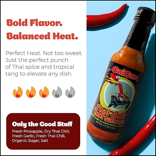 Miniatura 3 de GaiGan - Salsa picante de chile tailandés  Salsa de ajo y chile tailandés en lotes pequeños  Cero calorías  Todo natural, sin conservantes  Vegano