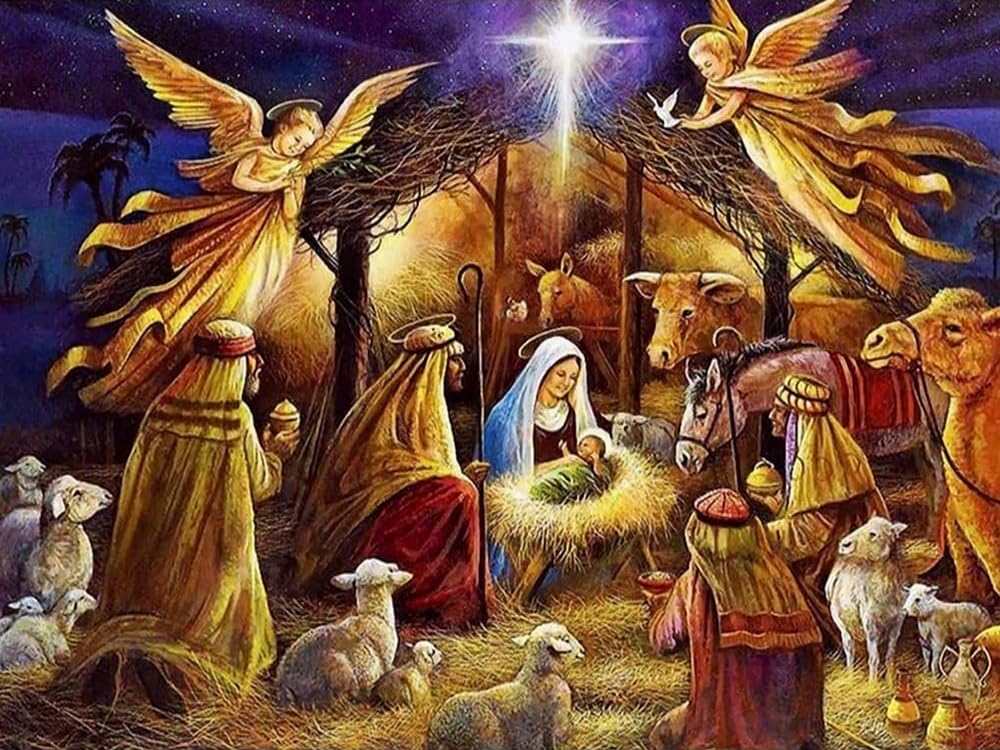 Renqidian 5D Diamond Painting Kits Religious Figures DIY Diamond Art Picture Adults Beginners Crystal Arts and Crafts for Home Wall Decor(40x50 cm)