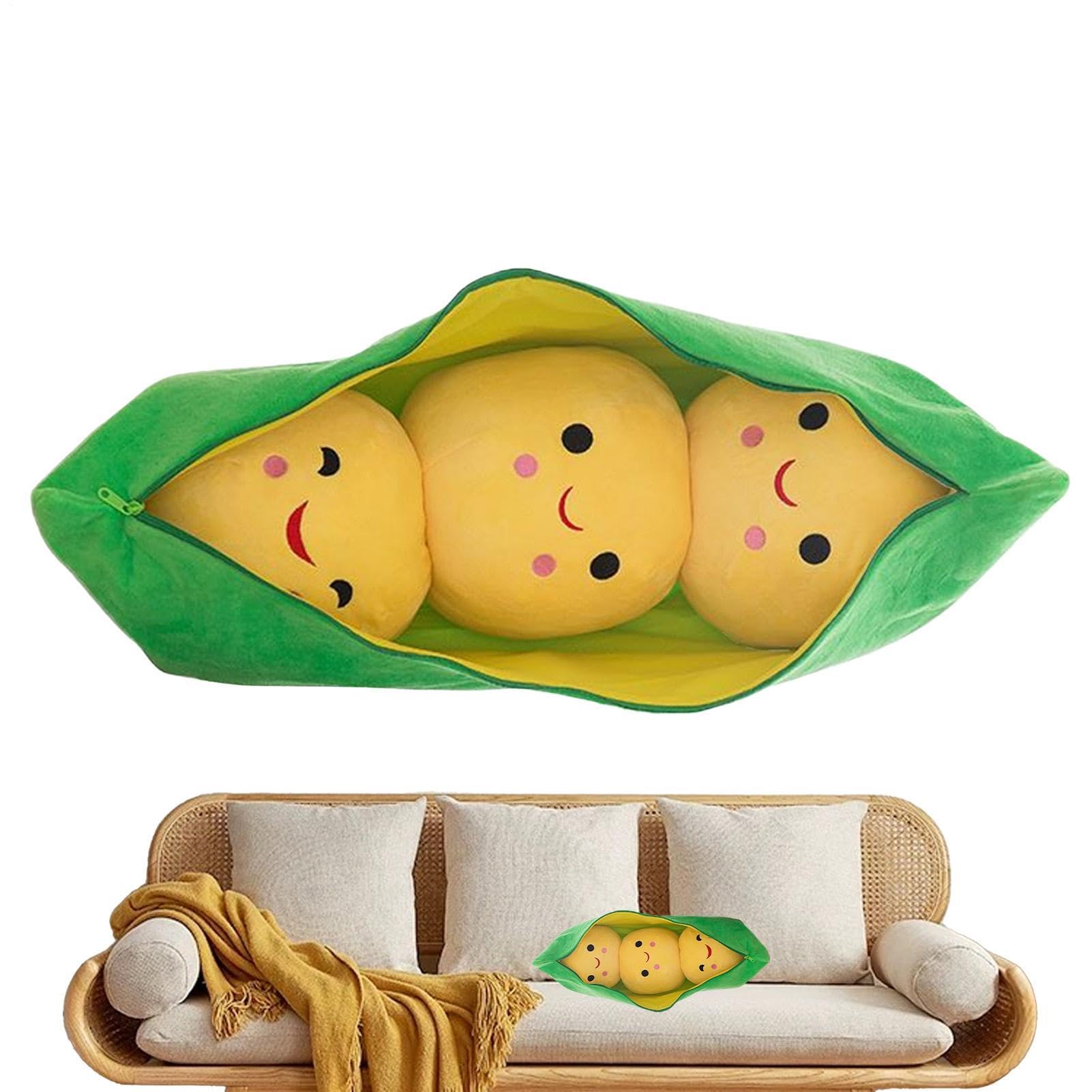 Stuffed Pea Pod 25cm/40cm 3 Peas-in-A-Pod Plush Plant-Themed Soft Figure Huggable Comfort Toy Pea Plush Soft Cuddle Doll For Room Sofa Decor Car Decoration - Image 9