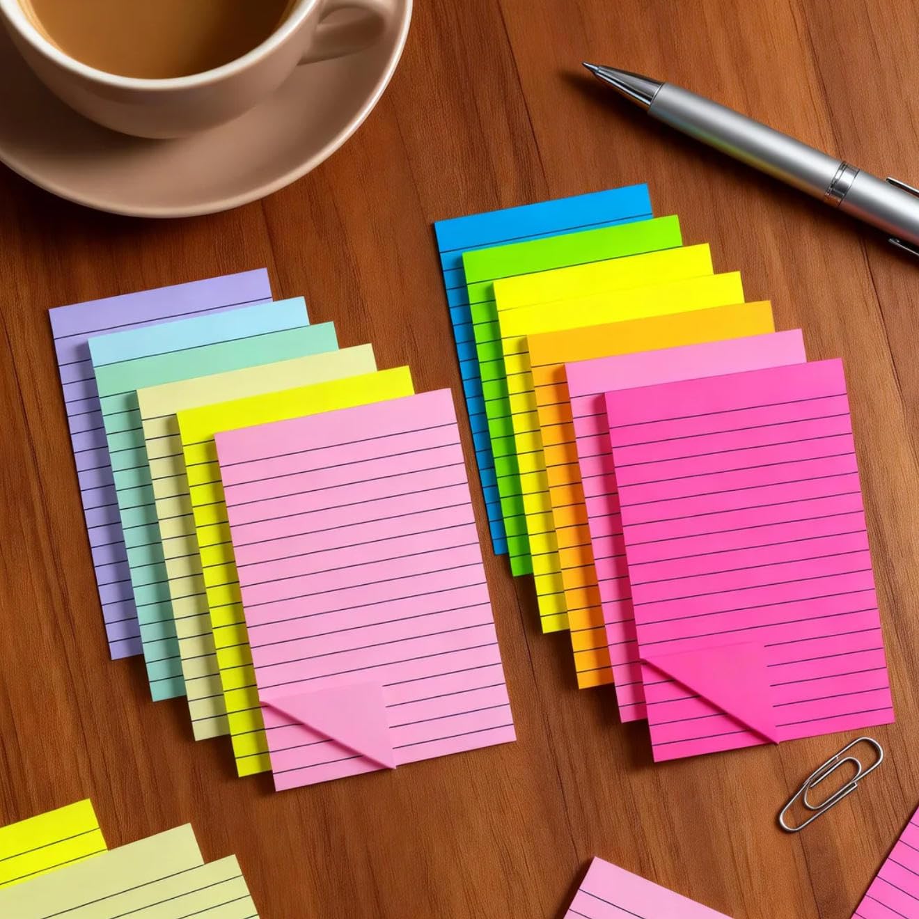 Notes Adhésives Lignes 10x15 cm (4x6 pouces) – Bloc de Liste de Choses à Faire pour Bureau, École – Amovible sans résidus
