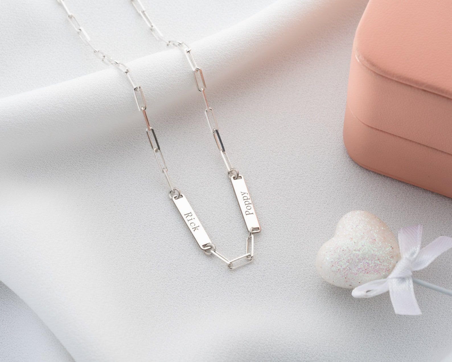 Personalizado barra collar clip de papel oro mini con nombre personalizado múltiple para mamá Día de la Madre Navidad aniversario cumpleaños