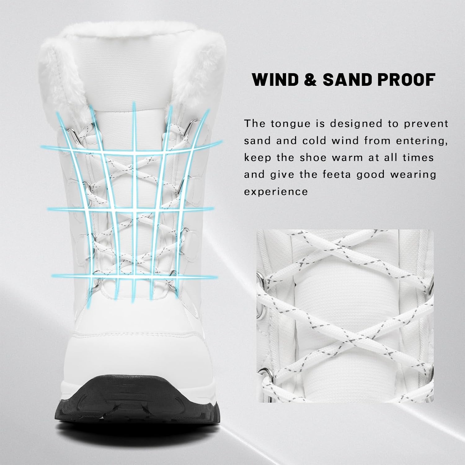 Women's Snow Boots Winter Water-Resistant Faux Fur Lined Warm Outdoor Lace Up Mid-Calf Booties Deep Tread Rubber Sole