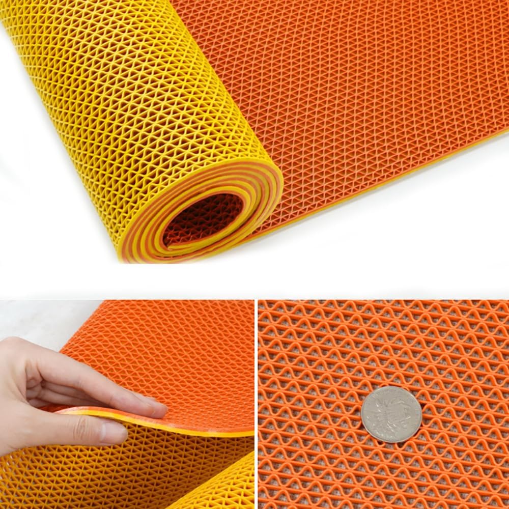 PVC Drainage Floor Mat Non-Slip Commercial Wet Area Mat for Outdoor and Indoor Restaurant Kitchen Bar Swimming Pool Splash Matting Water Drain Flooring Mat (Goose Yellow and Crescent White, 3FTX11FT)