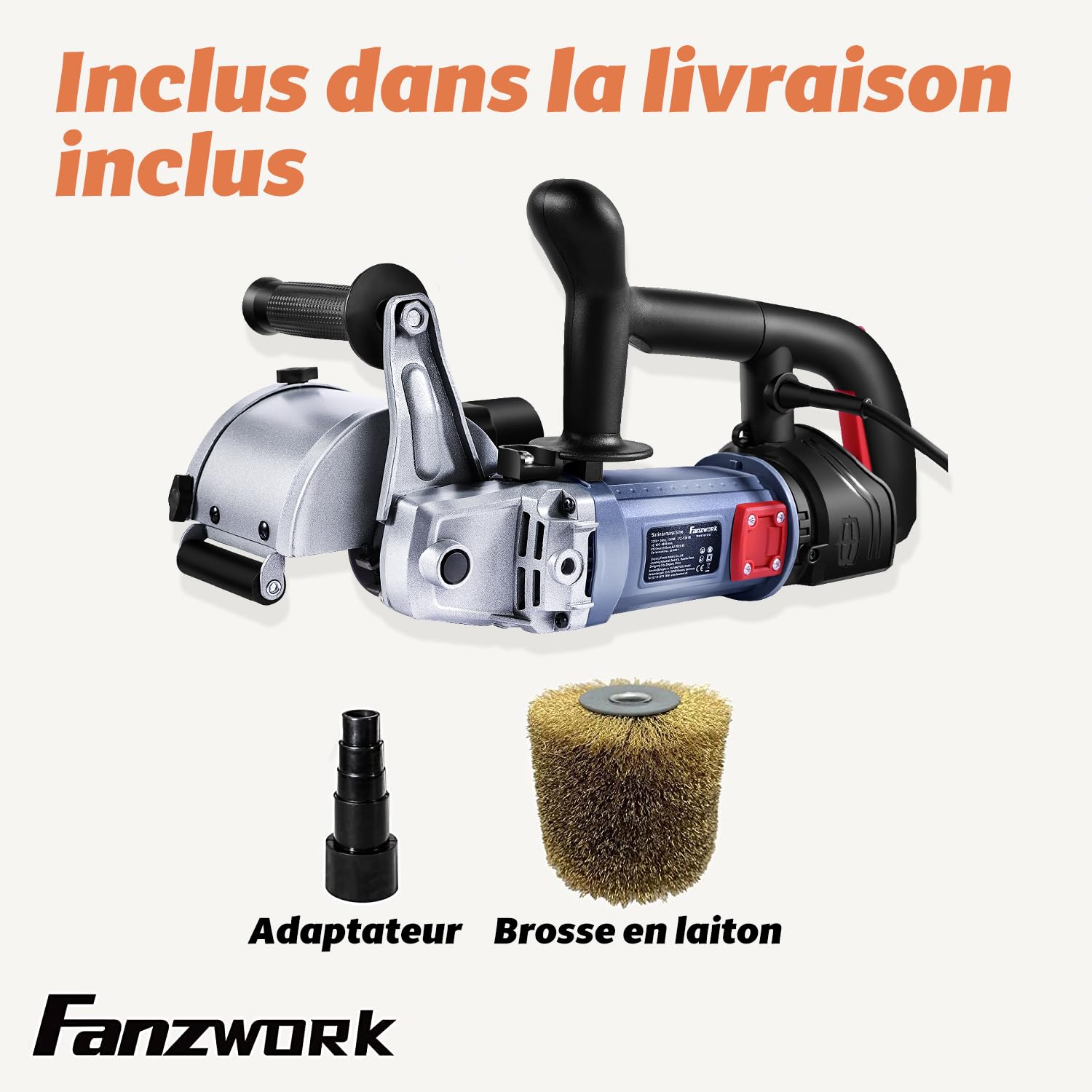 FANZWORK V2 Rénovateur Extérieur 1500 W, Satiniermaschine/Ponceuse Satinatrice avec Variateur de Vitesse et Brosse Métallique