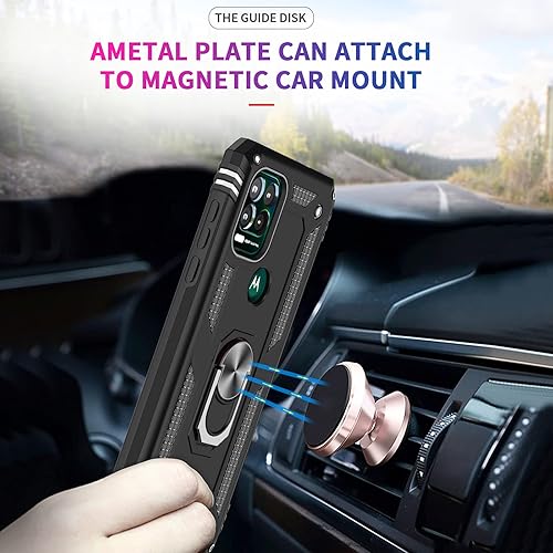 Miniatura 4 de LeYi Funda para teléfono Moto G Stylus 5G de grado militar 2021 con soporte de anillo magnético y 2 protectores de pantalla de vidrio templado,