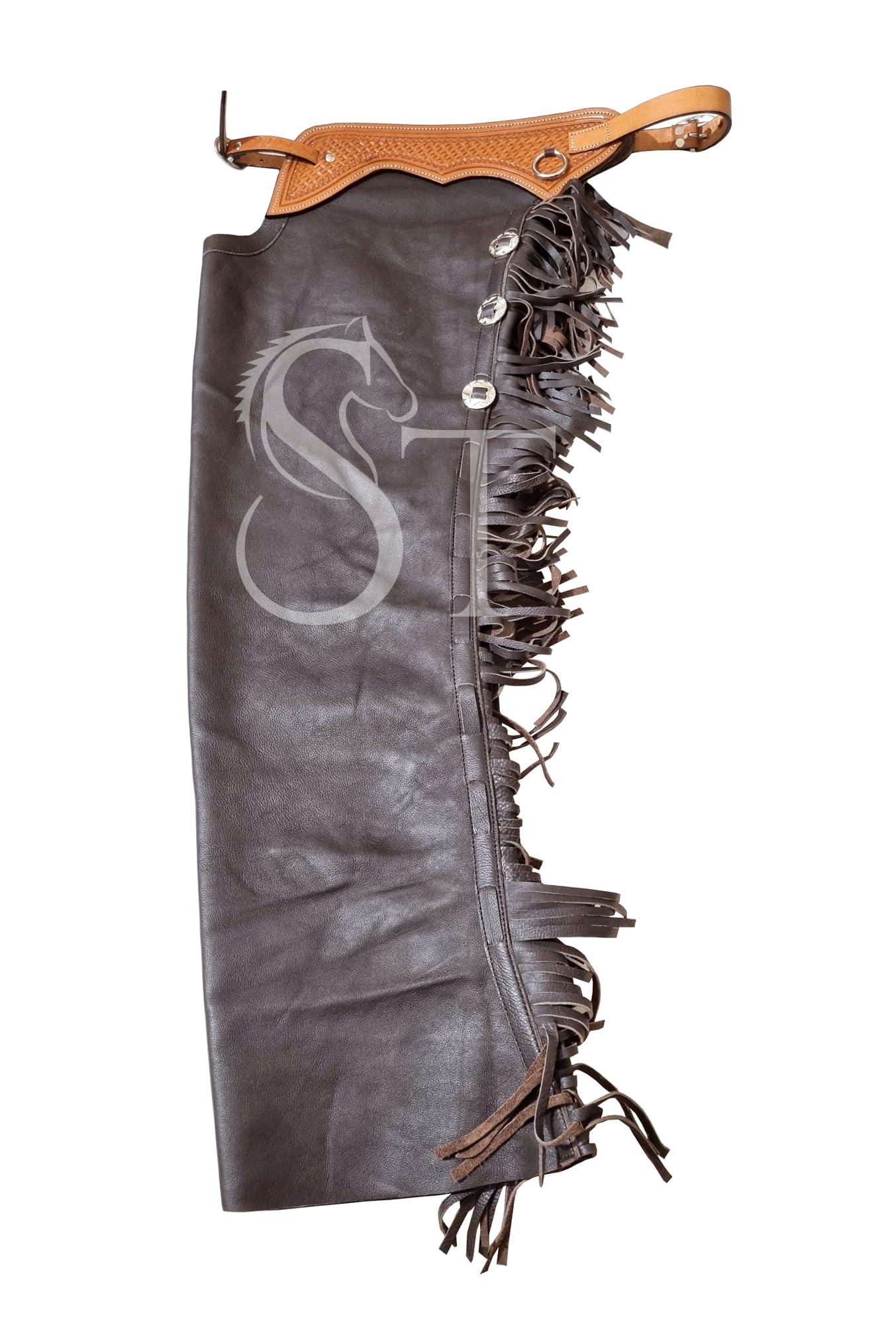 Western Shotgun Chaps Full Grain Leather Work Bull Trail Riding Equestrian Tack Show Horse Custom Small Medium Large
