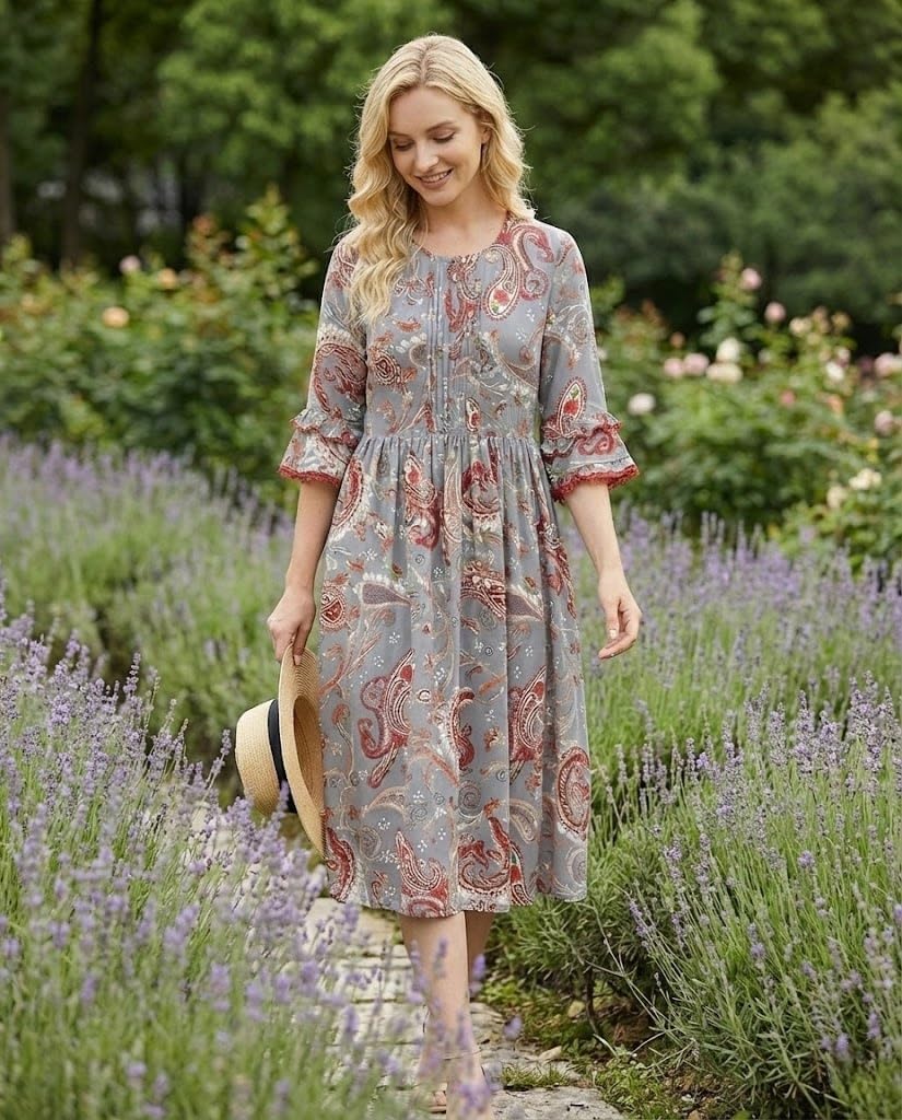 Women's Elegant Chinese Tops Mulberry Silk Dress Patterned Long Sleeve High Waist Dress - Image 3