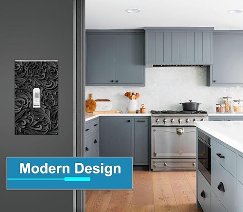 Vista 3 de Art Plates - Placa decorativa de pared de metal con palanca de 1 banda - Cubierta de placa de interruptor de luz negra de una pandilla - Imagen