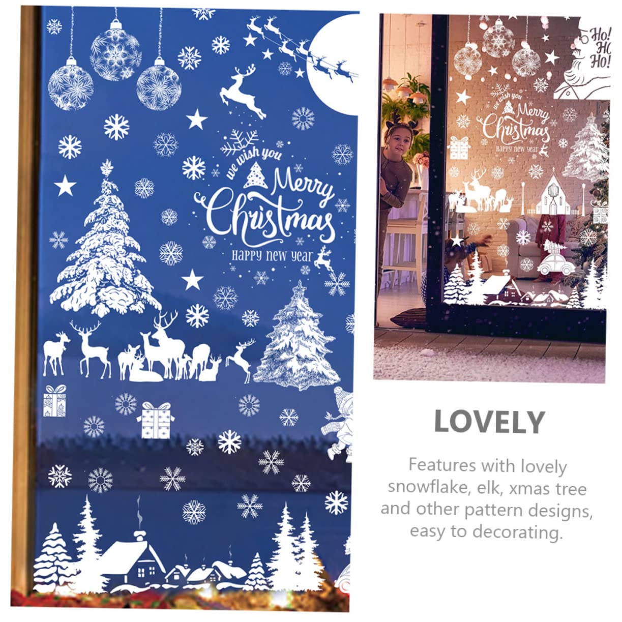 TOPBATHY 45 Blatt Weihnachtsaufkleber Wandtattoo Weihnachten PVC-Fenster haftet weihnachtsdeko Weihnachtssticker Wasserfeste Aufkleber abnehmbare Fensteraufkleber filigrane Fensteraufkleber