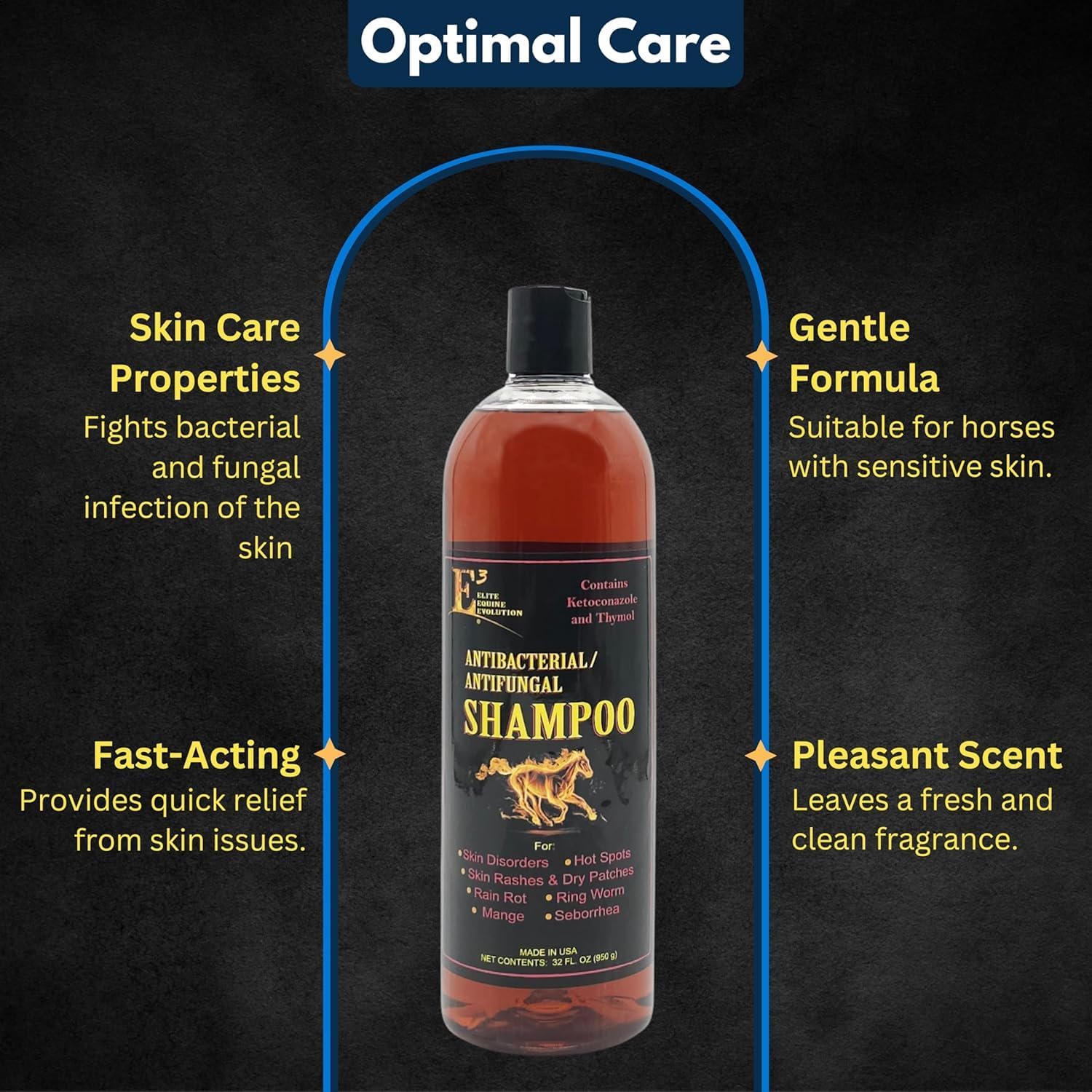 E3 Antibacterial Shampoo + E3 Argan Oil Conditioner Set for Horses and Dogs - Professional Grooming Duo (2 x 32 fl oz) - High-Shine, Detangling & Hydrating Formula for Manes, Tails, and Coats