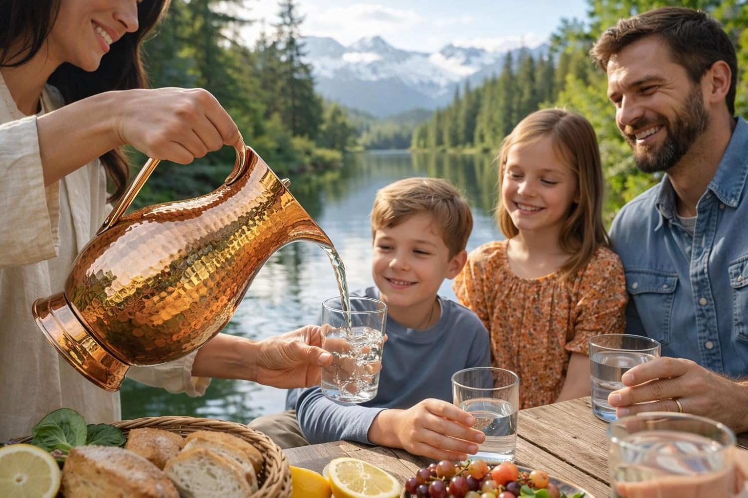 Bold & Divine Pure Copper Water Pitcher, Copper Pitcher with Lid, 100% Copper Water Jug, Copper Water Jug