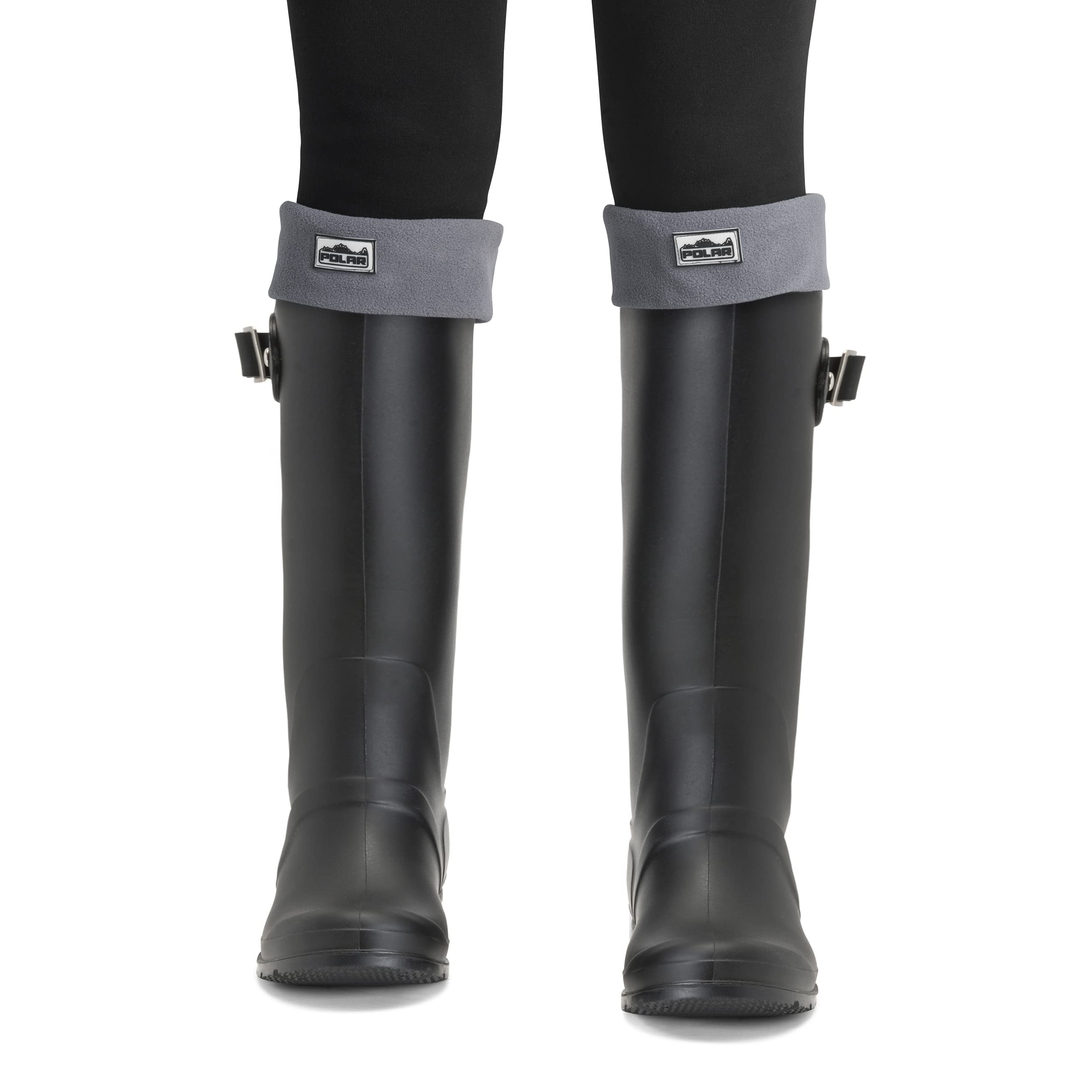 Polar Womens Thermal Fleece Welly Wellington Boot Warm Cosy Soft Wellie Socks - Grey - XL